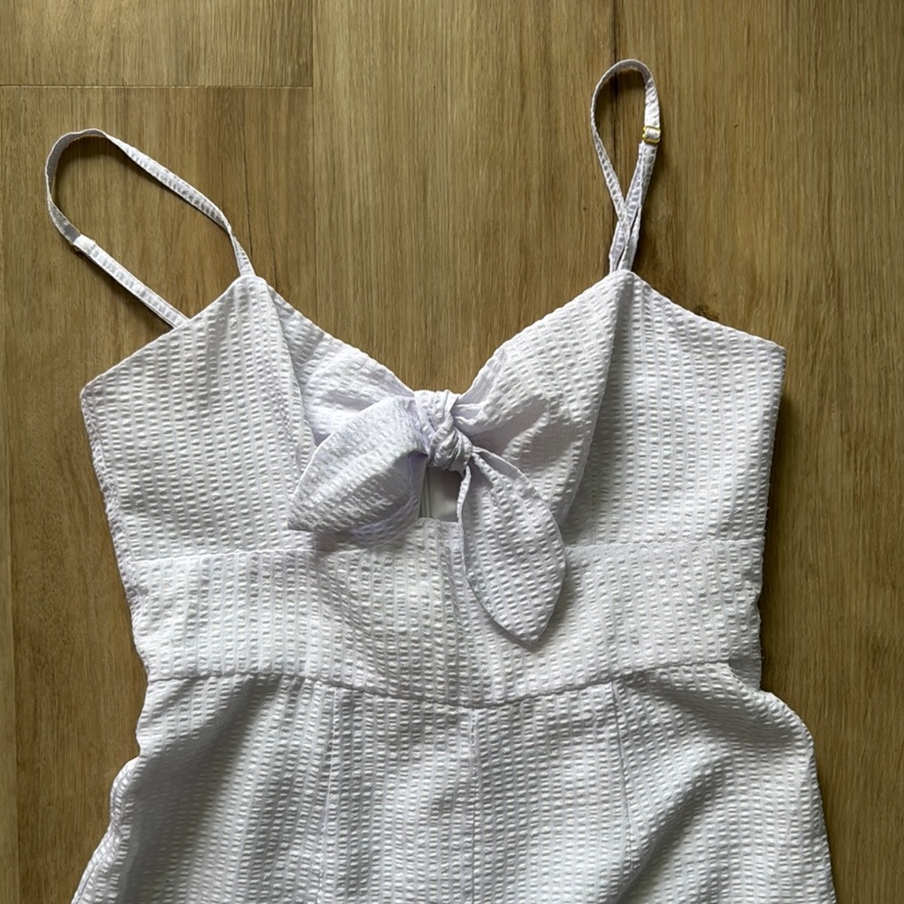 Hutch Anthropologie Seersucker Bow Front Jumpsuit sz 6 - Picture 3 of 13